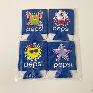 Pepsi Koozie Insulator Soda Beer Can Holder Lot Of 4 Crab Sun Star
